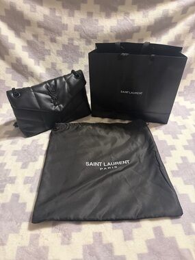 Saint Laurent Black Interior Logo Leather Tote